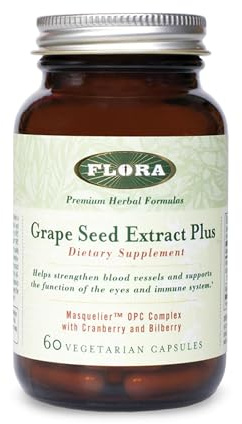 Flora - Grape Seed Extract Plus - Supports Immune & Cellular Health - Contains Bilberry Fruit Extract - Non-GMO & Vegan - 60 Vegetarian Capsules
