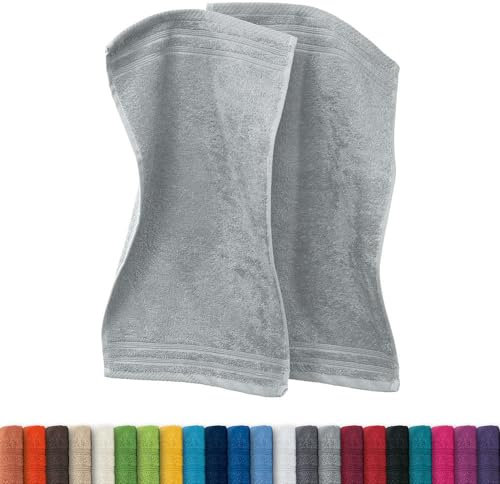 Erwin Müller Gästetuch Heidelberg 2er- Pack 100% Baumwolle hellgrau Größe 30x50 cm - leichte Qualität, saugstark, schnelltrocknend, kompakt - ideal für Sport, Strand, Reisen