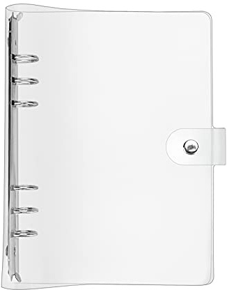 Umisu Ordner aus weichem PVC, transparent, Schutzhülle für Notizbuch, Ringordner, 6 Löcher, wiederaufladbar, für A5/A6/A7, lose Blätter (A5)