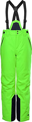 killtec Jungen Funktionshose/Skihose mit abzippbarem Latz, Schneefang und Kantenschutz - KSW 79 BYS SKI PNTS, neon-grün, 176, 37310-000