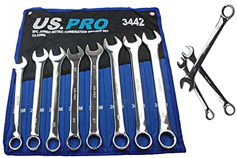 us. pro Jumbo Spanners 8pc Long Reach Combination Wrench Spanner Set 22mm - 32mm