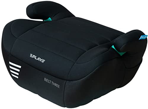 Play Kindersitzerhöhung Belt Three von 6-12 Jahren oder 125-150 cm, universelle Installation mit Sicherheitsgurt, schwarze Flügel (schwarz)