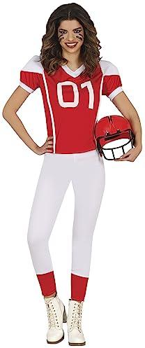 FIESTAS GUIRCA Costume Ragazza Rugby Donna - Uniforme Quarterback Football Americano Rossa - Costumi Donna