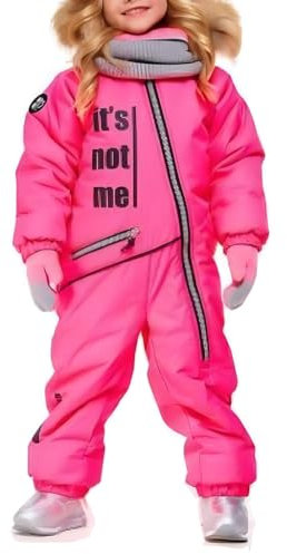 linboo Skioverall Jungen Mädchen Schneeanzug Winddicht Wasserdicht Schneeoverall Warm Atmungsaktiv Skianzug mit Pelzkragen Kapuze Kinder Schnee Outfit Skifahren Bekleidung, Rosa, 116(Etikett:120)
