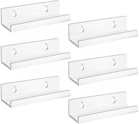 IKOPFLN Supporto per Dischi in Vinile, 6 Pezzi Supporti per Dischi in Vinile da 4 pollici, Mensole Da Parete, Libreria da Parete Sospesa, Mensole in Acrilico per Dischi, Foto Album e Collezioni