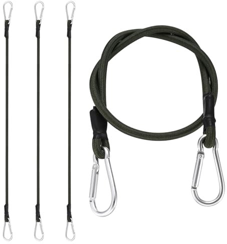 4 elastici con moschettone, 60 cm di espansione con gancio, corda di espansione con moschettone, tenditore per bagagli, tendicinghia in gomma con gancio, corda bungee per bagagli, teloni, fissaggio