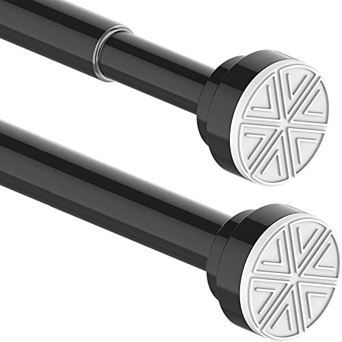 1 barra de cortina sin agujeros, barra telescópica para armarios, baño, armario, 115-255 cm negro (diámetro 25 mm)