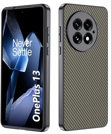 CAUHENYEE Custodia per OnePlus 13 Cover, [Fibra di Carbonio] Cover Protettiva con Copri Fotocamera, Antiurto, Resistente ai Graffi (Oro Scuro)