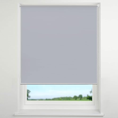 Tenda a rullo filtrante per luce, 40 x 210 cm, senza fori, protezione solare con cordino laterale, accessori per camera da letto e porta, colore grigio chiaro
