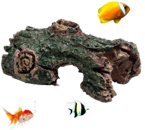 JUGUTA 3 Piezas De Decoración Para Acuario, Tronco De Árbol, Simulación De Musgo, Decoración De Acuario, Acuario, Cueva, Decoración, Tronco Hueco, Para Escondite De Reptiles O Peces Betta, Hábi