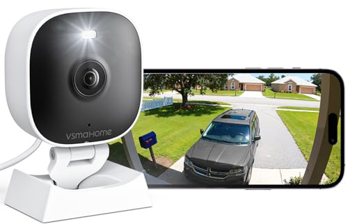 2K Cameras for Home Security,Indoor/Outdoor for Baby/Elder/Pet Monitoring with Phone app,Wired Plug&Play,Color Night Vision,2-Way Audio&24/7 Recording ,Support 128G Card Storage ( Not Included)