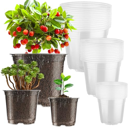 auriikoop 36 Piezas Macetas de Plástico, 13/15/18cm Macetas Transparentes para Orquídeas con Agujeros de Drenaje para Esquejes de Plantas de Interior y Exterior