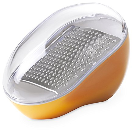 Omada Design Grattugia Formaggio Manuale con Lama in Acciaio Inox Asportabile e Coperchio Salvafreschezza, Lavabile in Lavastoviglie, Linea Trendy