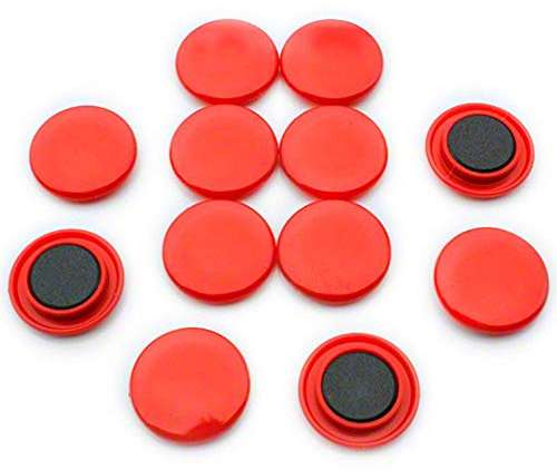 Large Red Planning Office Magnets for Fridge, Whiteboard, Noticeboard, Filing Cabinet - 40mm dia x 8mm high - Pack of 12