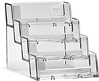 TAYMAR Visitenkartenhalter, Visitenkartenständer, Visitenkartenaufsteller, Visitenkartenspender mit 4 Etagen, transparent