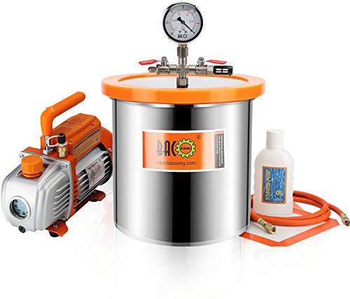 BACOENG 12L Vakuumkammer mit 85L/Min Einstufige Vakuumpumpe Unterdruckpumpe mit Manometer HVAC