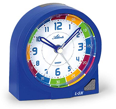 Atlanta Réveil pour enfant Garçon Bleu Horloge éducative Analogique Fonction répétition d'alarme Lumière Sans tic-tac - 1937-5.