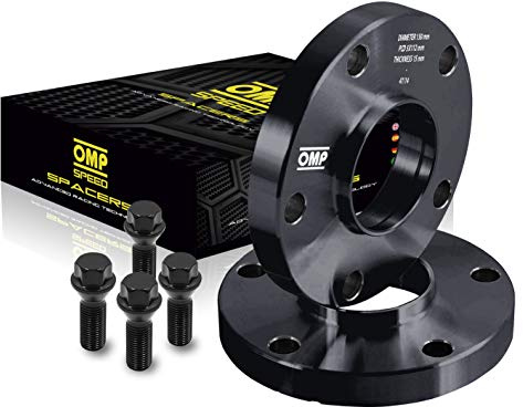 OMP Speed Gioco di 2 Distanziali Doppio Centraggio Spessore: 15mm PCD: 5x98 CB: 58.1 OD: 139 Bulloni x20 M12x1.25 Conici + 12x1.5 Conici Nero Alluminio - OMPS08911501