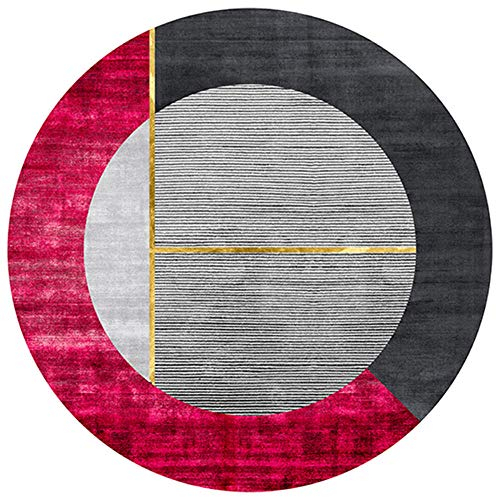 WJW-DT Schwarz Gold Grau Gold Rot Moderner einfacher geometrischer Teppich runde großflächige Teppiche für Wohnzimmer Küche Moderner Eingangsbereich Fußmatten Teppich-200CM-78inch