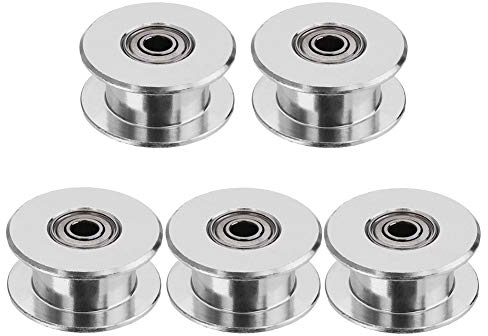 Saipor 5 Stück GT2 Zahnlose Riemenscheibe Glatte Art Riemenscheibe Rad Aluminium Zahnriemenscheibe GT2 idler pulley für 3D Drucker 6mm Breite Zahnriemen (16 Zähne 3mm Bohrung)