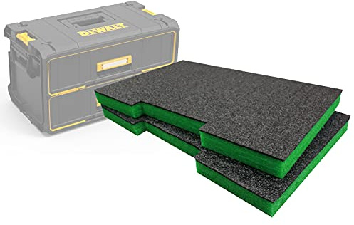 Shadow Foam Easy Peel - Insertos de espuma para cajones DeWalt ToughSystem [verde 30 mm paquete doble] para organización de herramientas, Kaizen, 5s, almacenamiento de herramientas y cajas de