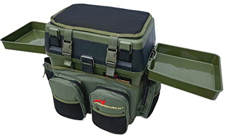 Roddarch Fishing Seat Box with 2 Side Trays & Logo Backpack
