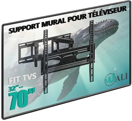 WALI TV Wall Mount for 32-70 inch, Full Motion TV Wall Bracket with Articulating Arm for LED, LCD, OLED Flat Curved TV, Holds up to 40 kg, Max VESA 400x400mm (FTM-2), Black