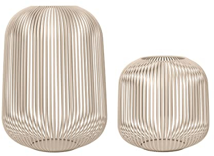 blomus Laterne Lito 2er Set | Nomad | Größe M und L | 28L x 28B x 27H cm | 33L x 33B x 45H cm | Kerzenhalter Beige | Windlicht aus Edelstahl | Laterne Deko | Indoor Windlicht