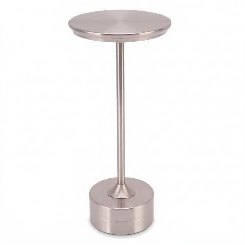 Trådlös bord uppladdningsbar, bärbar USB metall skrivbord, 3 nivåer ljusstyrka LED metall USB-bord för restaurang sovrum utomhus bar kafé (silver)