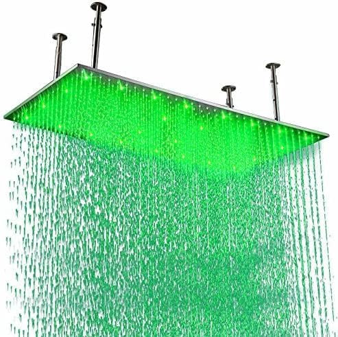 GETSHOWERSET-16x32 inch Extra Large LED Showerhead Stainless Steel Rectangle Rainfall Shower Head Ceiling Mount for Bathroom, Matte Black