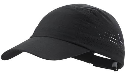 Connectyle Men's Performance Running Hat Lightweight Quick Dry Outdoor Sport Cap UPF 50+ Breathable Athletic Fitted Cap Black