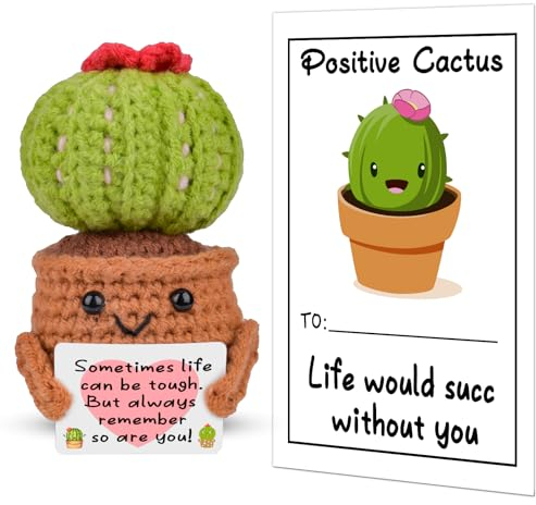 Pipihome Pocket Hug Cute Potato with Positive Affirmation Cards, Emotional Support Cactus Crochet Good Luck Gifts