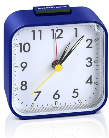 VFANDV Analogique Silencieux sans Tic-Tac, Réveil Analogique Silencieux Petite Réveil Lumineux avec Fonction Snooze Réveil de Voyage Réveil Matin pour Famille à Bureau