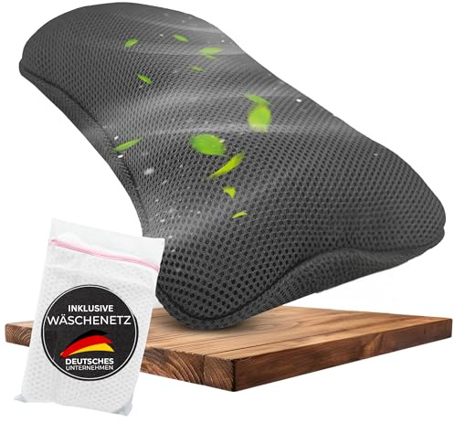 BURADIA Coussin de bain avec filet à linge – Confort et détente ultimes grâce à la technologie Air Mesh – Coussin de bain pour baignoire avec 4 ventouses puissantes – Coussin de nuque/oreiller, gris
