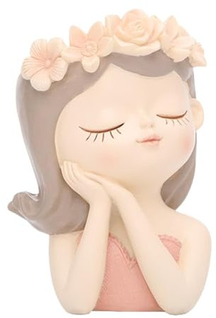 Maceta linda para niñas,Maceta linda de dibujos animados,maceta hecha a mano con soporte para flores | Tenedor lindo creativo de la flor de la resina de la forma de la muchacha, envase de los bonsais