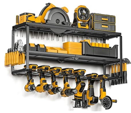 ZF YLYH Werkzeugregal Metall Ablagegestelle Wandhalterung Bohrerhaltern: 3 Ebenen Werkzeugspeicher Elektrowerkzeug Organizer für Garage Keller Werkstatt Platzsparend (66 * 31 * 20CM)