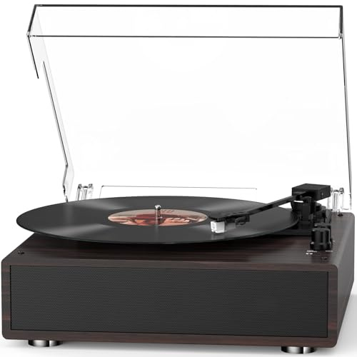 Record Player Built-in Stereo Speakers Vintage Turntable for Vinyl Records Bluetooth Retro LP Phonograph All-in-one High Fidelity AT-3600L MM Cartridge 3 Speed Belt-Driven Phono Audio