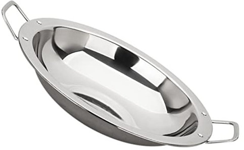 KICHOUSE Padella Per Paella Domestica in Acciaio Resistente 26 Cm, Pentola Calda Liscia Manici Doppi, Adatta Per Cucina Quotidiana e Uso Professionale