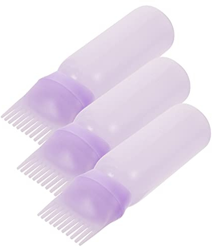 NIYANGLE Lot de 3 Flacons Applicateurs Peigne à Racines Cheveux Violet, 100 Ml, Bouteille Pressable pour Coloration Capillaire et Huile Capillaire, Usage Professionnel et Personnel
