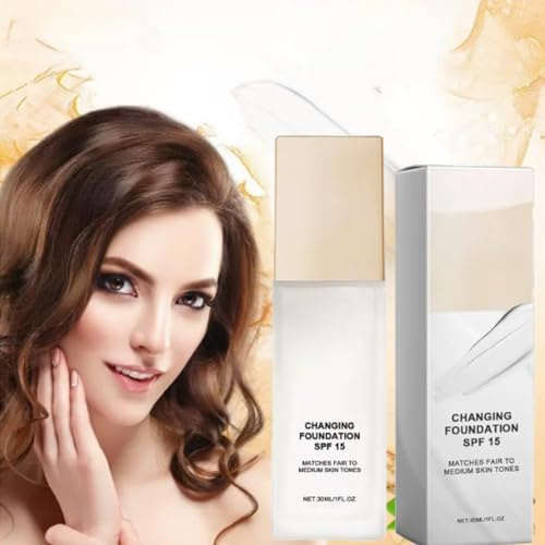 Colour Changing Foundation,Skye Color Changing Magic Foundation,All Day Flawless Warm Skin Tone BB Cream Makeup Base Concealer,SPF 15 Sun Protection,Lightweight & All-Day Wear, 30ml