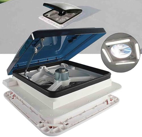 WOTZOV Ventilatore da tetto per camper con luce LED, ventola di scarico con luce LED da 12 V per camper, estrazione dell'aria bidirezionale, stabile e silenzioso, ventola da tet，24v
