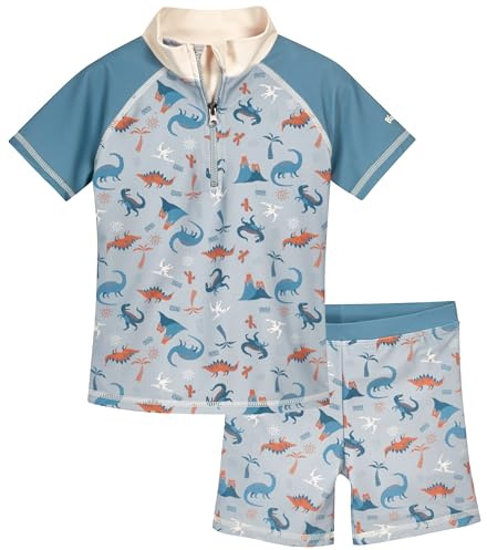 Playshoes Jungen Zweiteiler Rash-Guard-Set, Blau Dino Allover, 122-128