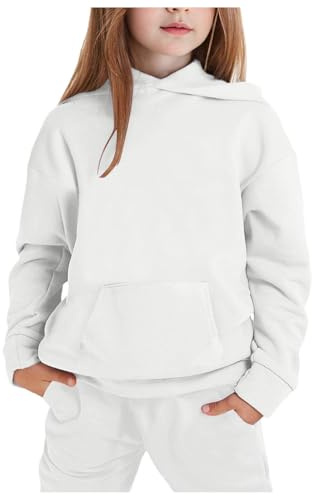 Generisch Pantaloni da tuta per bambini e bambine, a maniche lunghe, tinta unita, caldi, con cappuccio