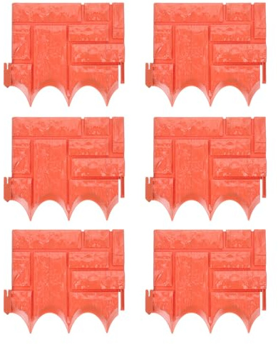 OSALADI Lot de 6 Clôtures de Jardin en Plastique Résistant Imitation Pierre Couleur Brique Rouge Modulables et Décoratives Bordure Naturelle pour Pelouse et Jardin Extérieur