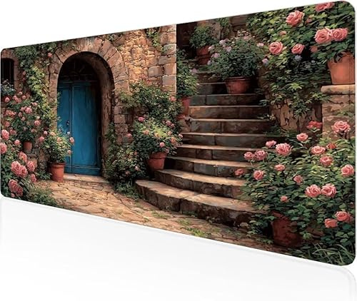 Musmatta blomkluster spelmusmatta dörr stor skrivbordsmatta 1 500 x 800 x 3 mm, arbete från hem väsentligheter halkfri gummibas specialstruktur vattentålig yta slitstark för bärbar dator Y1-831