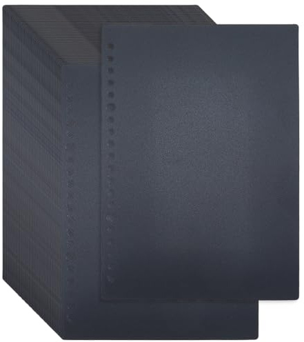 SUPERFINDINGS 50Pcs Séparateurs Noirs Perforés A5 en Plastique Diviseurs d'Index 21.5x15cm Diviseurs Durables pour Agenda Carnet Journal de Voyage Feuilles de Protège Diviseur Trou: 5/7mm