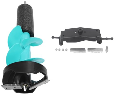 Cloimei Kit de barrena de Hielo eléctrica Taladro de Pesca en Hielo de Alta Resistencia de 6 Pulgadas con Cuchillas afiladas Construcción de aleación de Aluminio Duradera para pesc