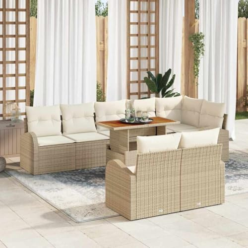 Owoxanthellate Set di 9 mobili da giardino con divano ad angolo in rattan sintetico, con gruppo di seduta e spazio di archiviazione, design moderno per giardino, balcone, terrazza e giardino d'inverno