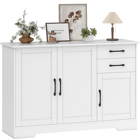 HOMCOM Sideboard with Soft-Close Doors, 2 Drawers, White