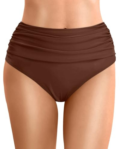 Générique Bas De Maillot De Bain Femme Couleur Unie Culotte Taille Haute Maillot Bain Short Amincissant Slip Ventre Plat Bikini Triangle Gainant Culotte